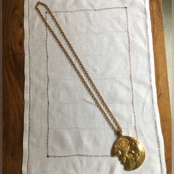 Daniel Harris aka ZEV Double Sided Crescent Moon Face Necklace - Pendant w Chain - Picture 5 of 7